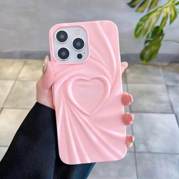 iPhone 3D Heart Baby Pink Mobile Cover - Image 5