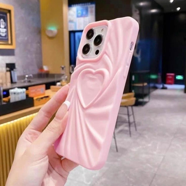 iPhone 3D Heart Baby Pink Mobile Cover - Image 6