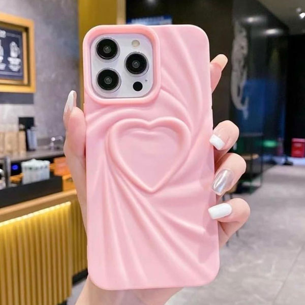 iPhone 3D Heart Baby Pink Mobile Cover - Image 4