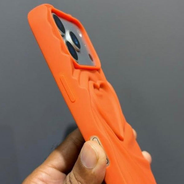 iPhone 3D Heart Orange Mobile Cover - Image 3