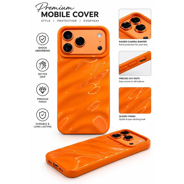iPhone Orange Wave Mobile Cover - Image 5