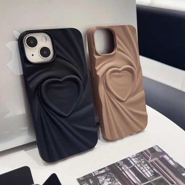 iPhone 3D Heart Brown Mobile Cover - Image 4