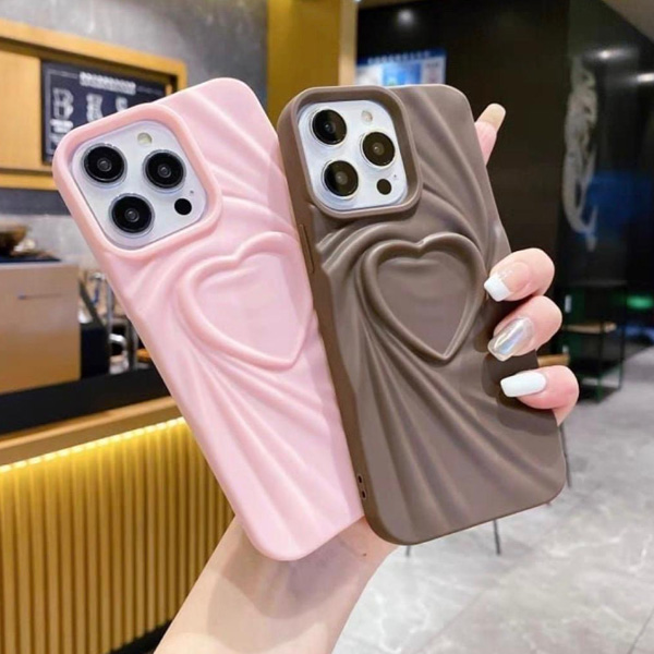 iPhone 3D Heart Brown Mobile Cover - Image 5