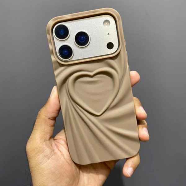 iPhone 3D Heart Brown Mobile Cover - Image 6