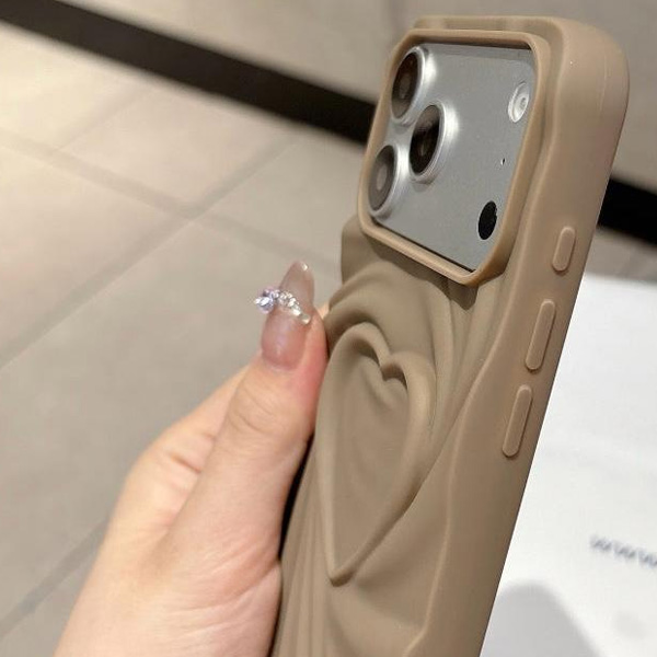 iPhone 3D Heart Brown Mobile Cover - Image 8
