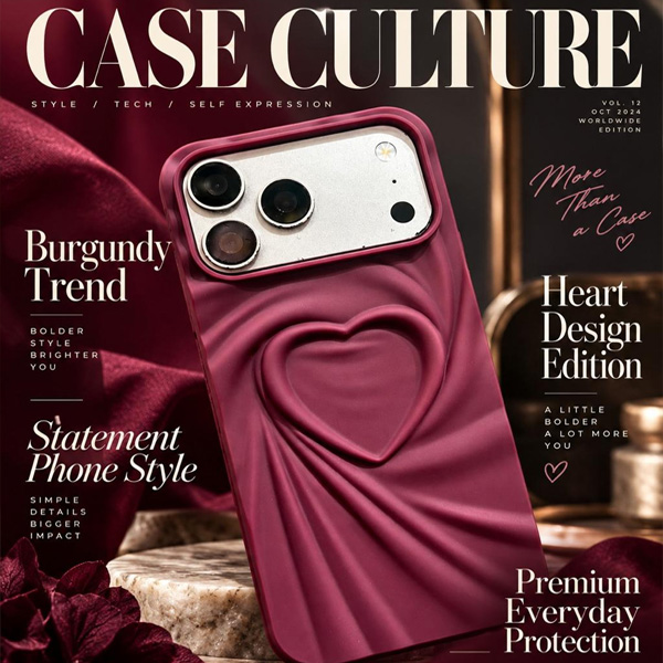 iPhone 3D Heart Burgundy Mobile Cover - Image 4
